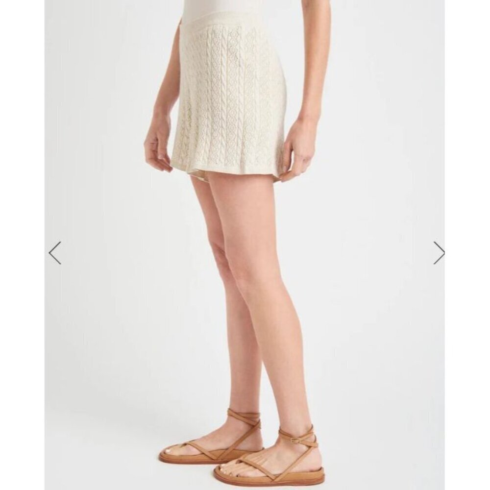 Splendid Crochet Shorts Mid-Rise Peachskin Fabric Cream Fully Lined MSRP $118 - Picture 4 of 11